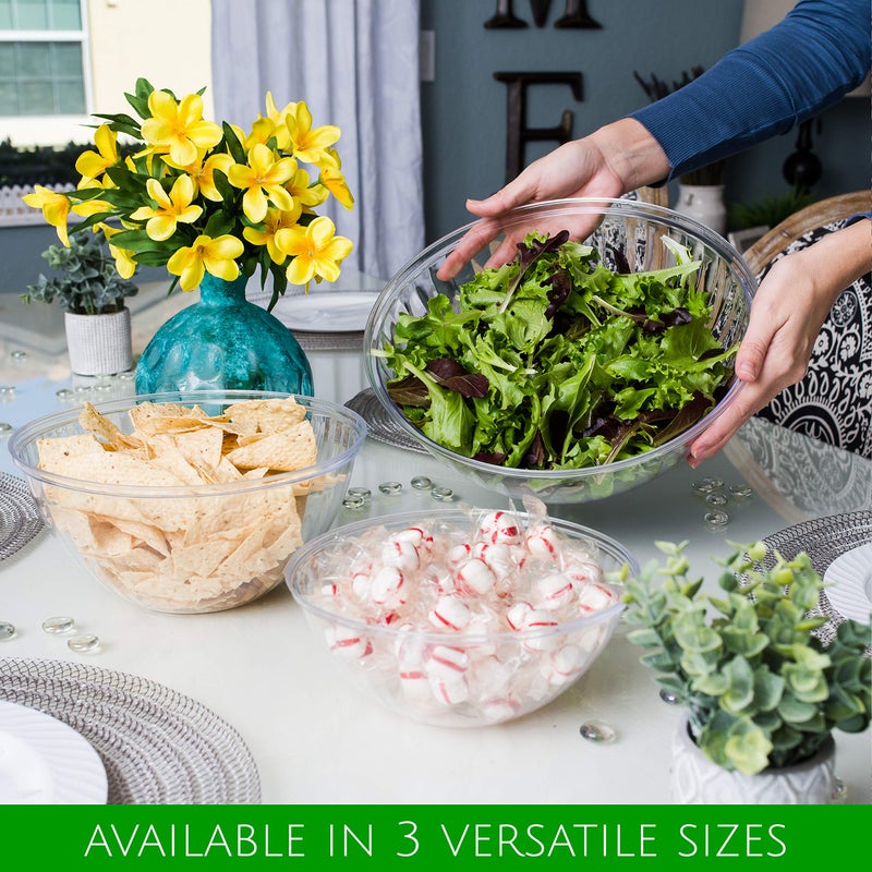 PLASTICPRO Disposable 96 Ounce Round Crystal Clear Plastic Serving Bowls, Party Snack or Salad Bowl, Chip Bowls, Snack Bowls, Candy Dish, Salad Container Pack of 4 - Image 3